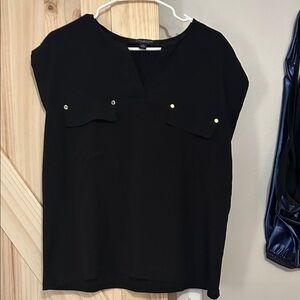 Marc New York Black Blouse with Button Accents